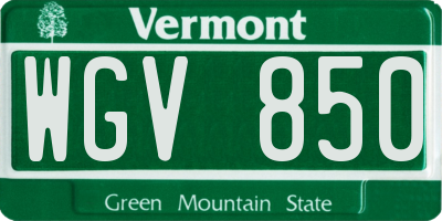 VT license plate WGV850