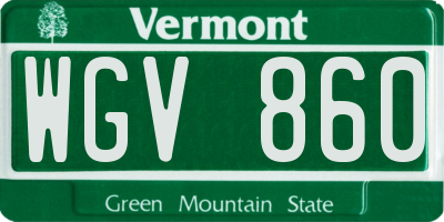 VT license plate WGV860