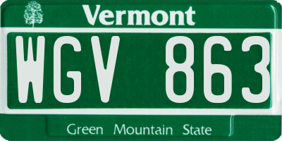 VT license plate WGV863