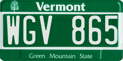 VT license plate WGV865