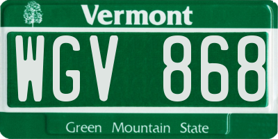 VT license plate WGV868