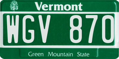 VT license plate WGV870