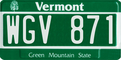 VT license plate WGV871