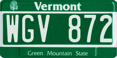 VT license plate WGV872
