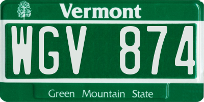VT license plate WGV874