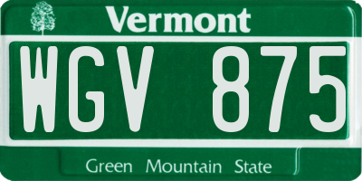 VT license plate WGV875