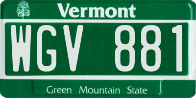 VT license plate WGV881