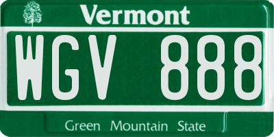 VT license plate WGV888
