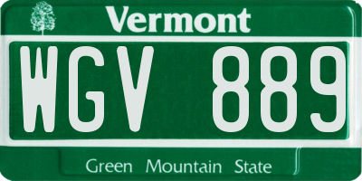 VT license plate WGV889