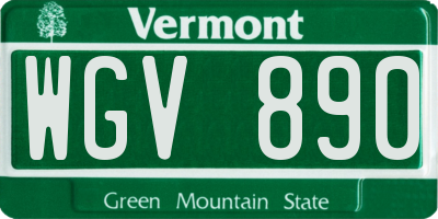 VT license plate WGV890