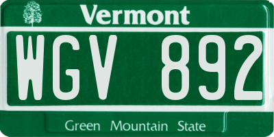 VT license plate WGV892