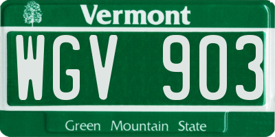VT license plate WGV903