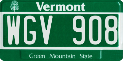 VT license plate WGV908