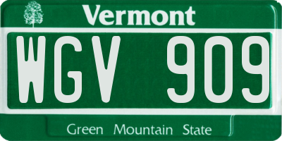 VT license plate WGV909