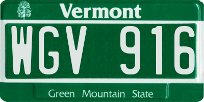 VT license plate WGV916