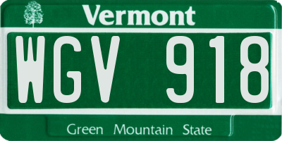 VT license plate WGV918