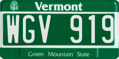 VT license plate WGV919