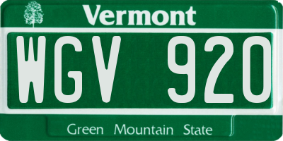 VT license plate WGV920