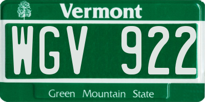 VT license plate WGV922
