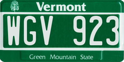 VT license plate WGV923