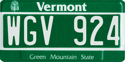 VT license plate WGV924