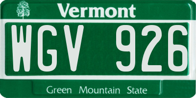 VT license plate WGV926