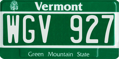 VT license plate WGV927
