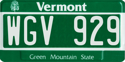VT license plate WGV929