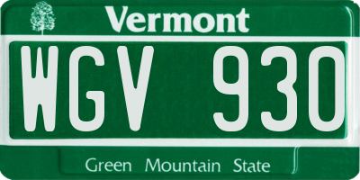 VT license plate WGV930