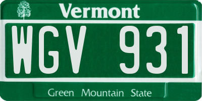 VT license plate WGV931