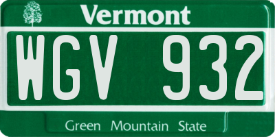 VT license plate WGV932