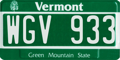 VT license plate WGV933