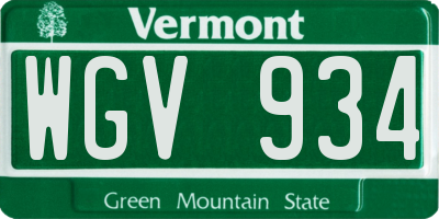VT license plate WGV934