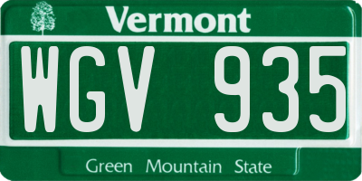 VT license plate WGV935