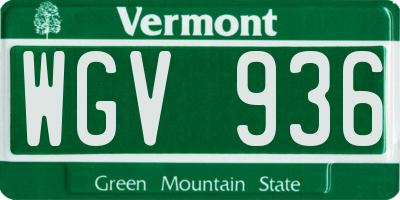 VT license plate WGV936