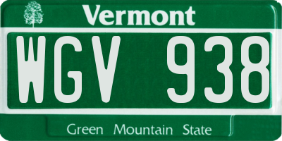 VT license plate WGV938
