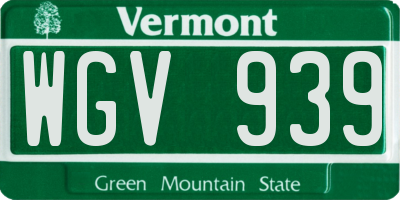 VT license plate WGV939