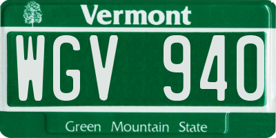 VT license plate WGV940