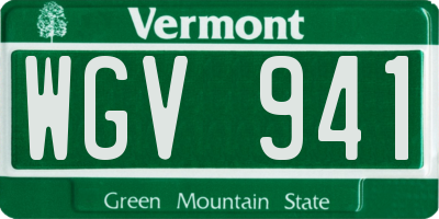 VT license plate WGV941