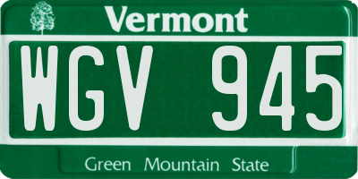 VT license plate WGV945