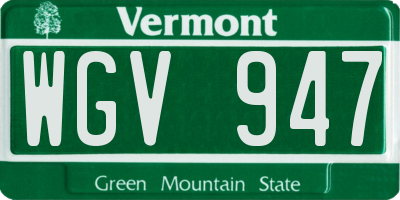 VT license plate WGV947
