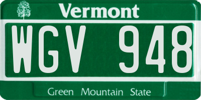 VT license plate WGV948