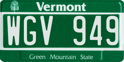 VT license plate WGV949