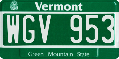 VT license plate WGV953