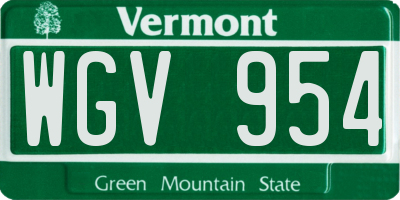 VT license plate WGV954