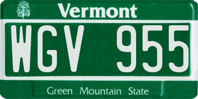 VT license plate WGV955