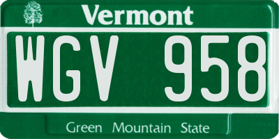 VT license plate WGV958