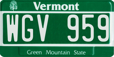 VT license plate WGV959