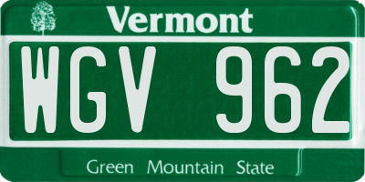 VT license plate WGV962