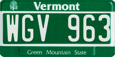 VT license plate WGV963